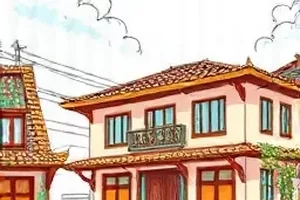 动画《纸鸢与铁轨》封面，纸鸢掠过延伸向远方的铁轨